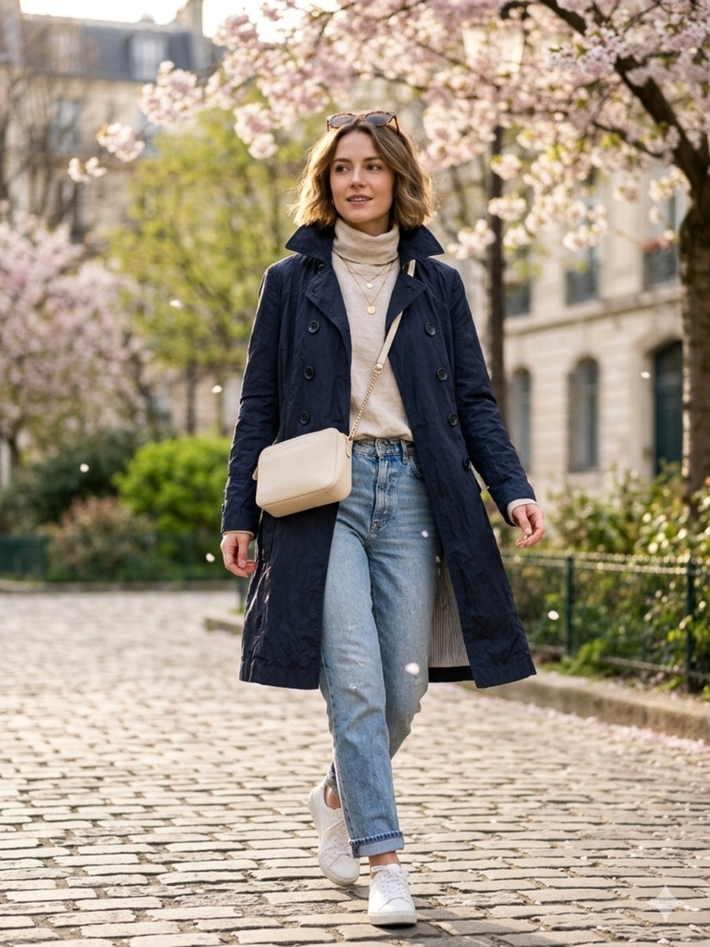 RIANI Navy Double-Breasted Trench Coat Missing Belt | US 12 | As Is